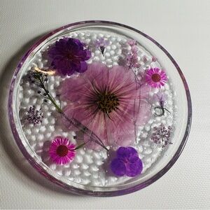 Hand Crafted Floral Resin Trinket Dish